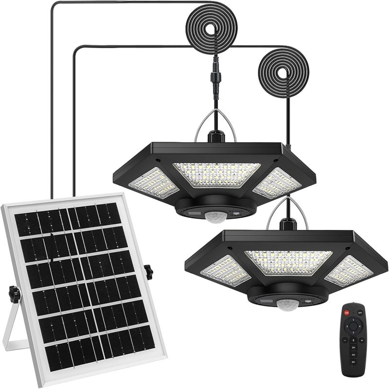 AEQ Solar Pendant Light Indoor/Outdoor with Remote Control, 360 Waterproof Solar Light with Motion Sensor/Timer/5 Modes for Home Shed Garage Barn - Image 1